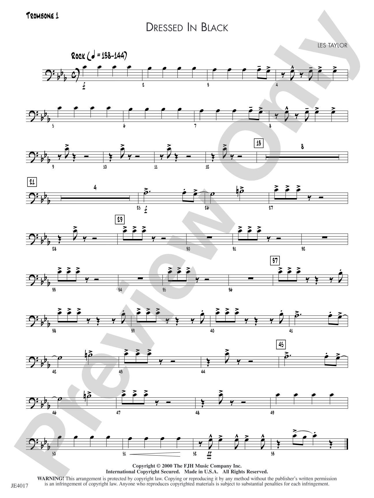 Dressed in Black: Trombone 1