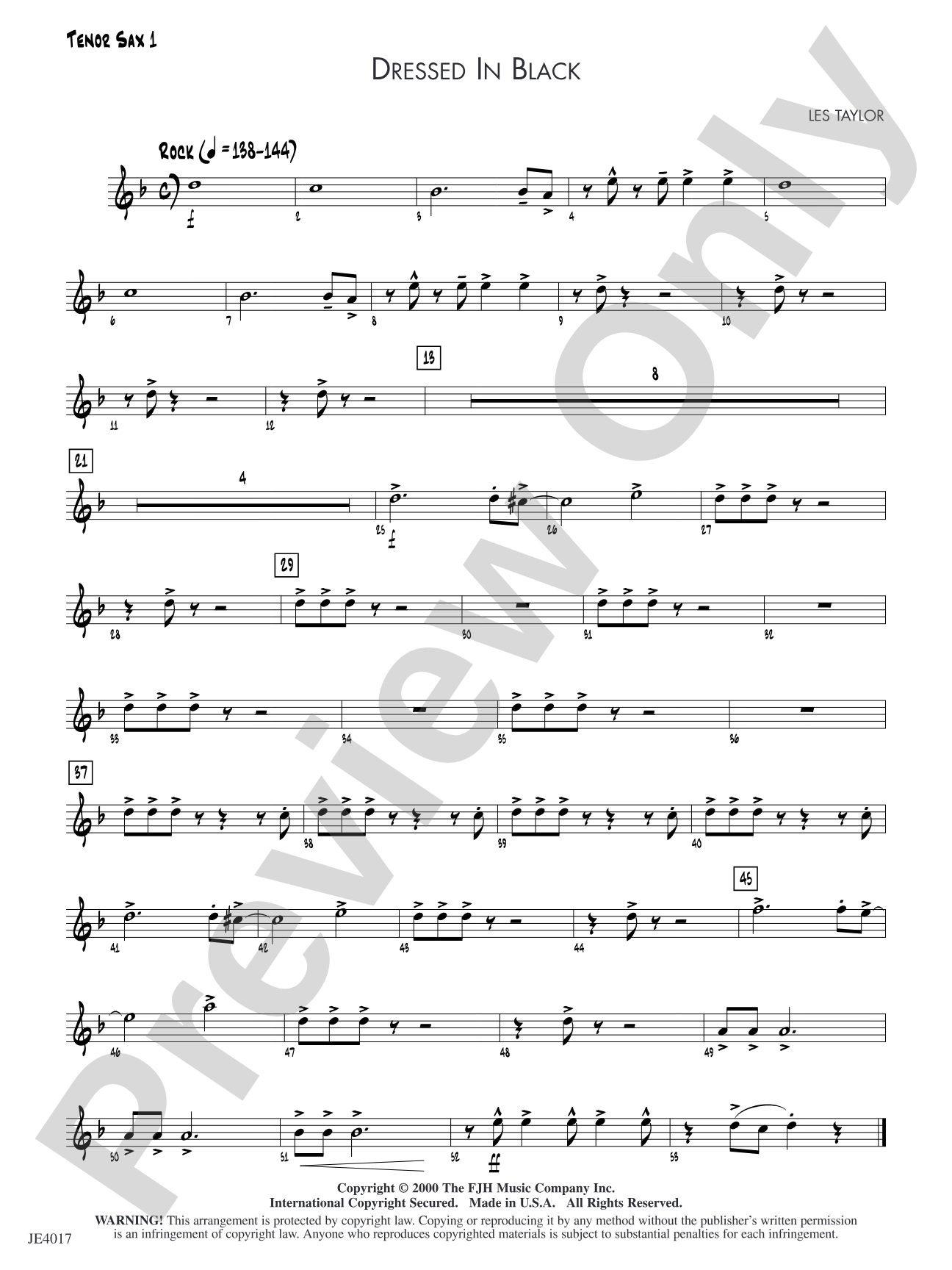 Dressed in Black: Tenor Sax 1