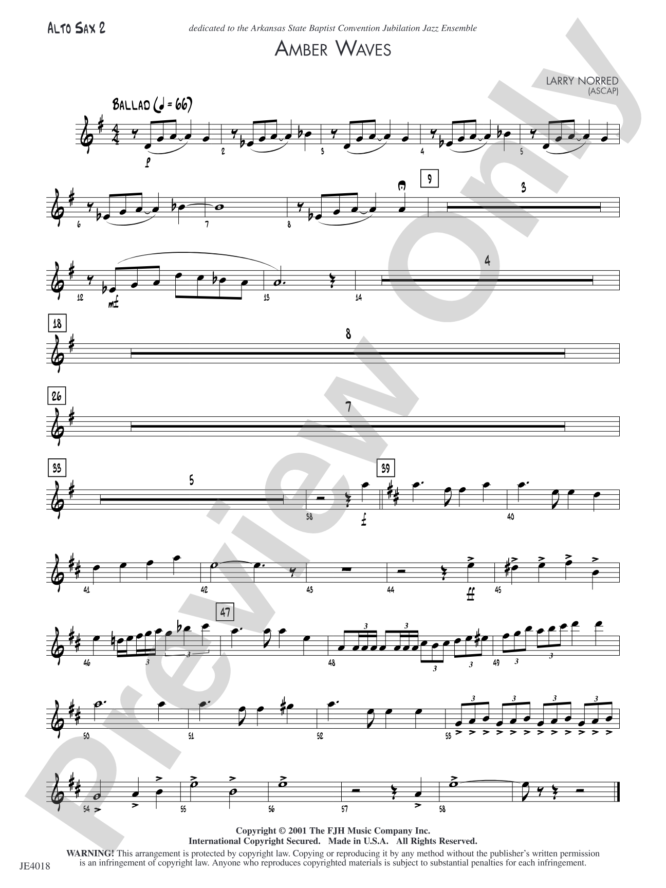 Amber Waves: Alto Sax 2