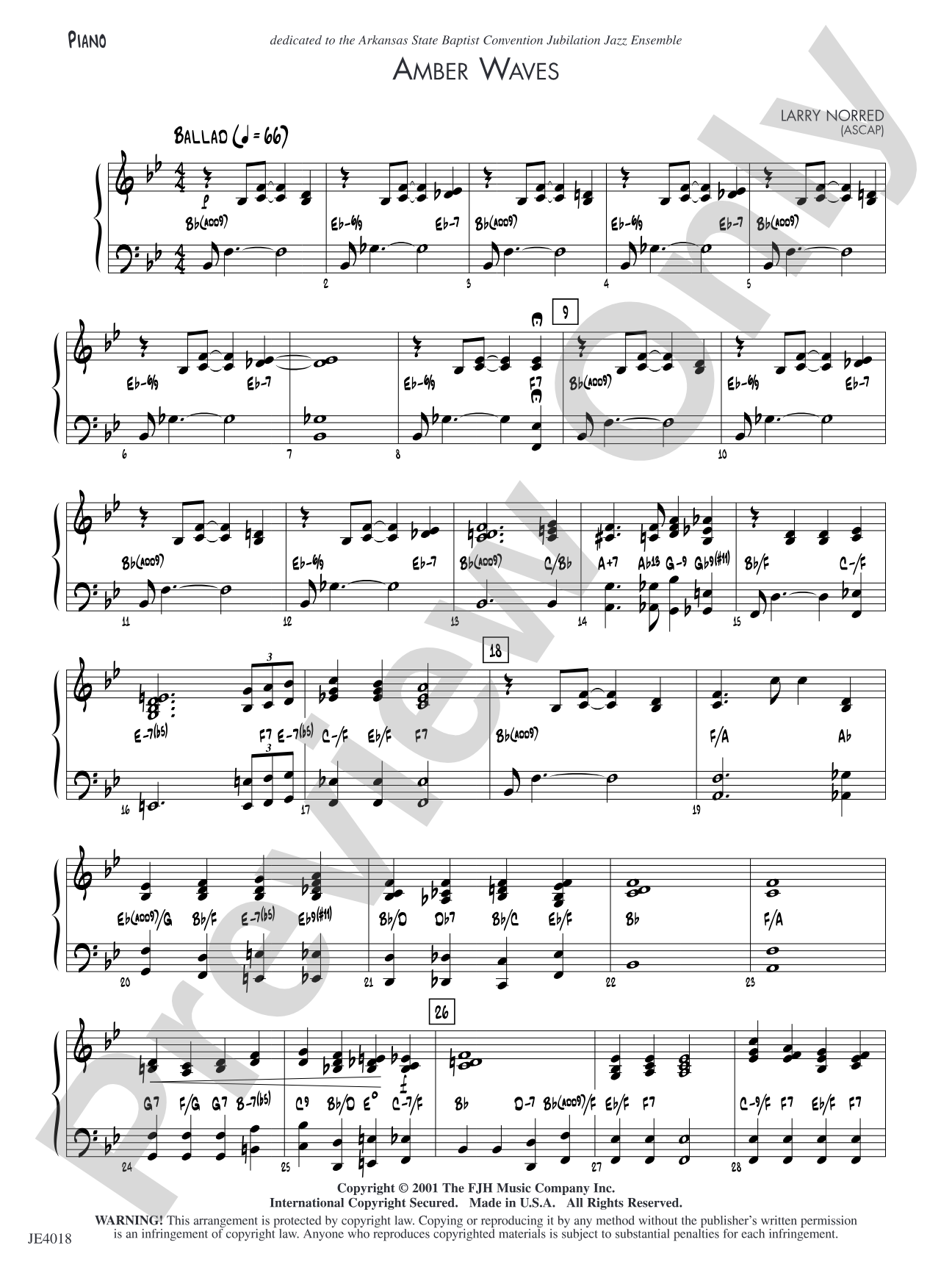 Amber Waves: Piano