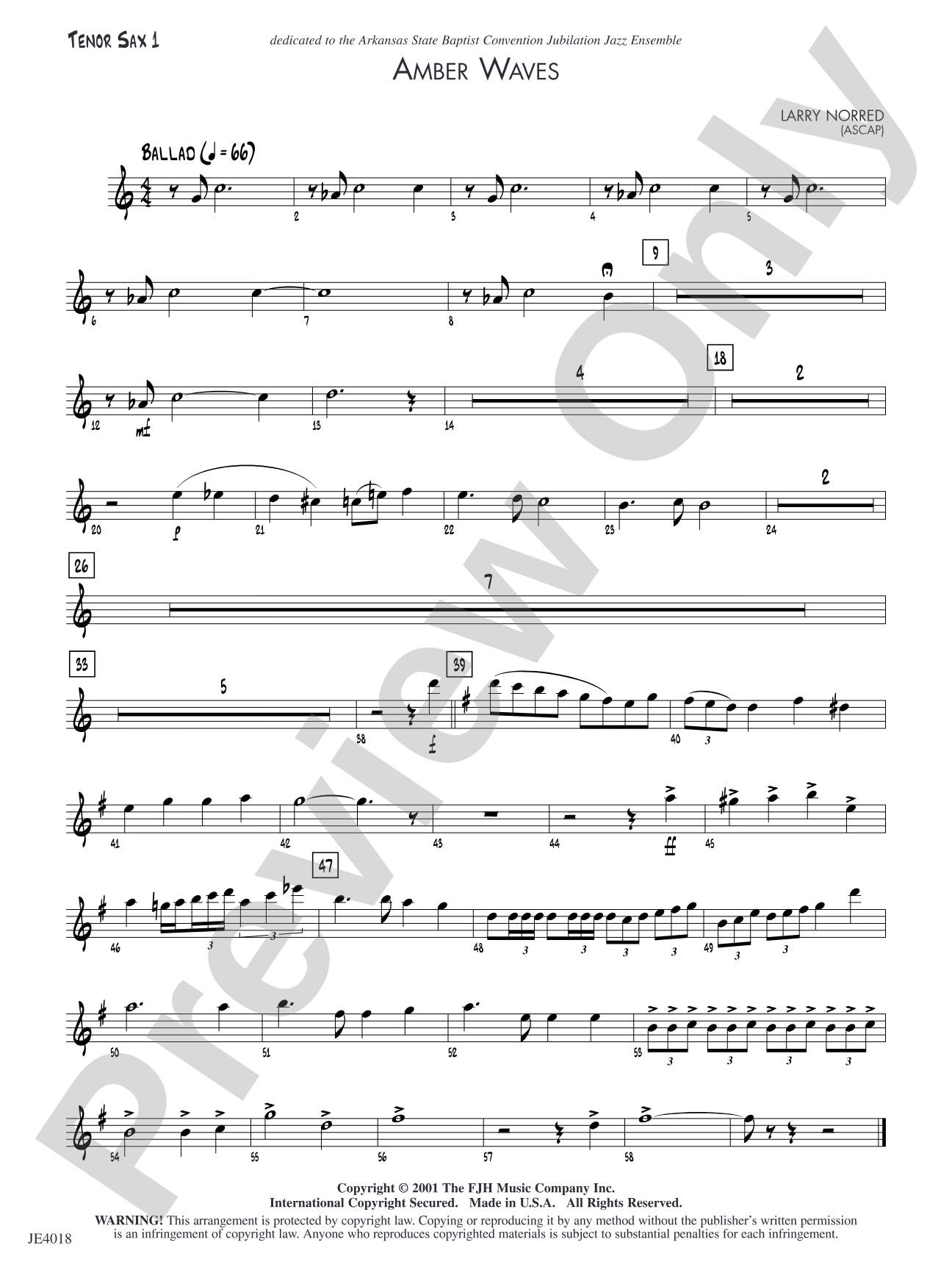 Amber Waves: Tenor Sax 1