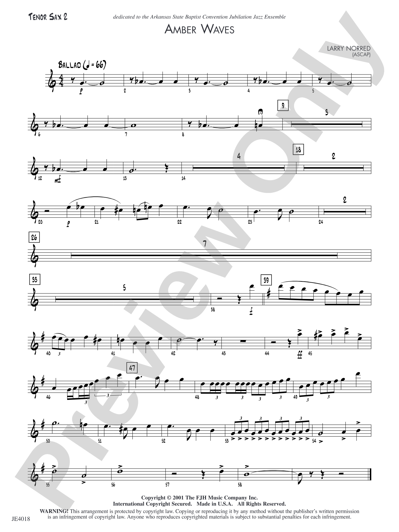 Amber Waves: Tenor Sax 2