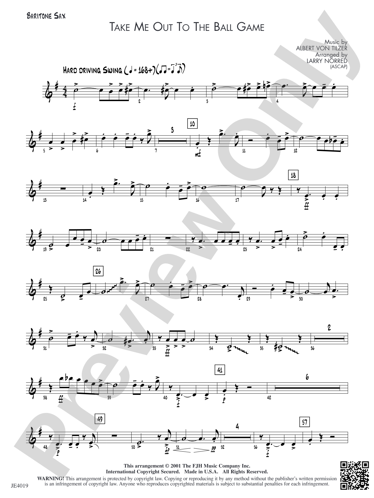 Take Me Out to the Ball Game: Baritone Sax