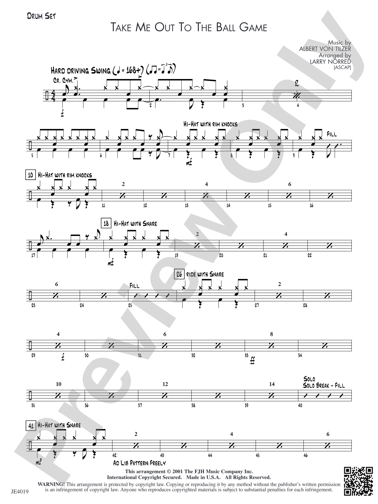 Take Me Out to the Ball Game: Drum Set