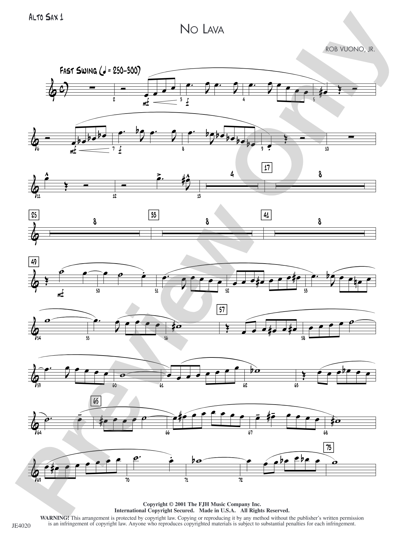 No Lava: Alto Sax 1