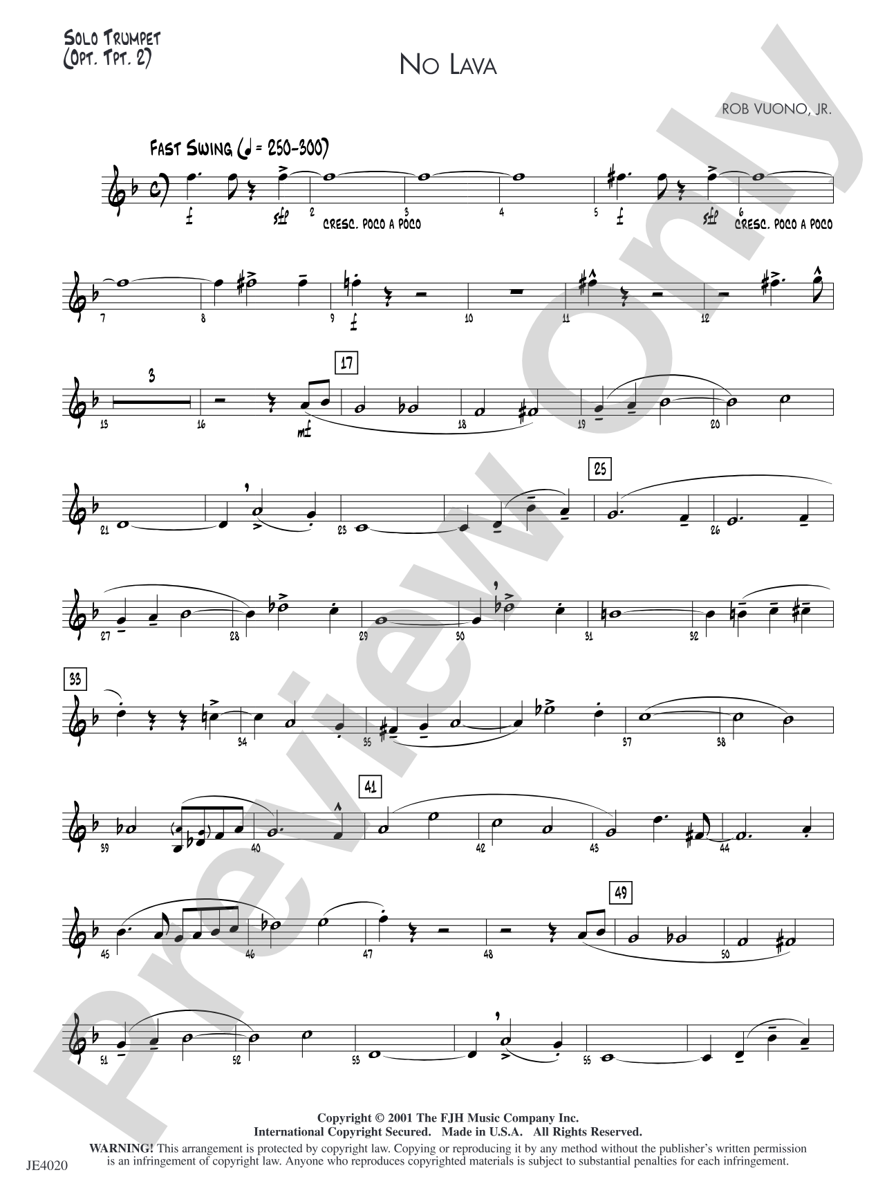 No Lava: Solo Trumpet (Opt. Trumpet 2)