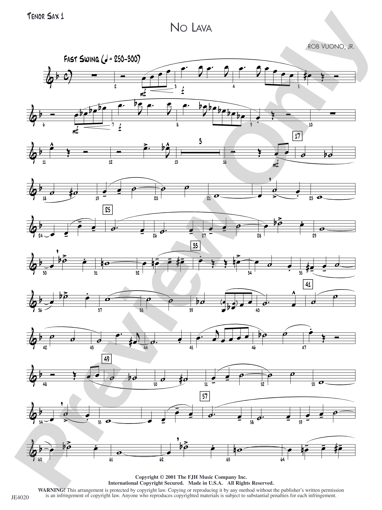 No Lava: Tenor Sax 1