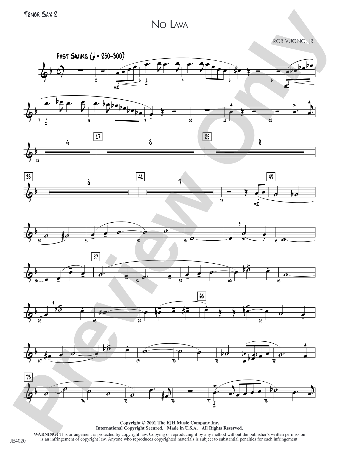 No Lava: Tenor Sax 2