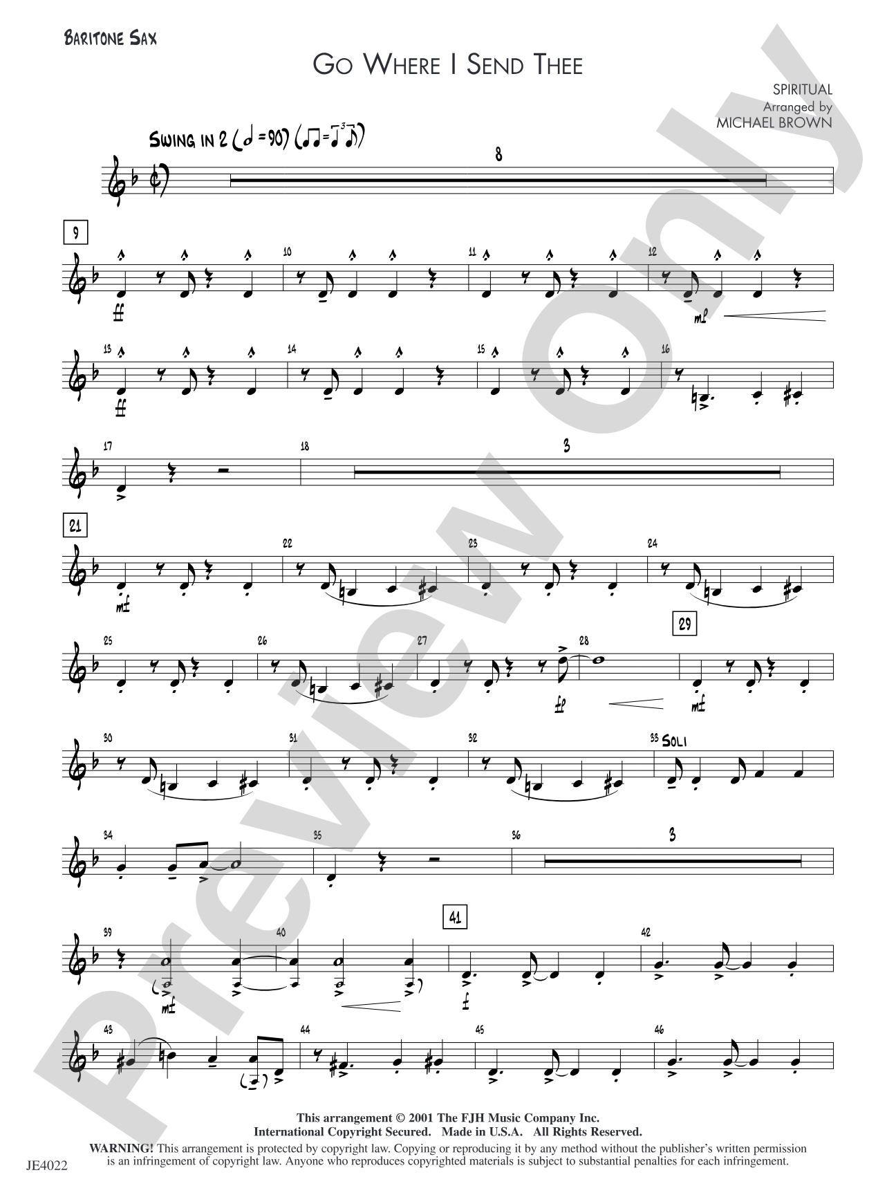 Go Where I Send Thee: Baritone Sax