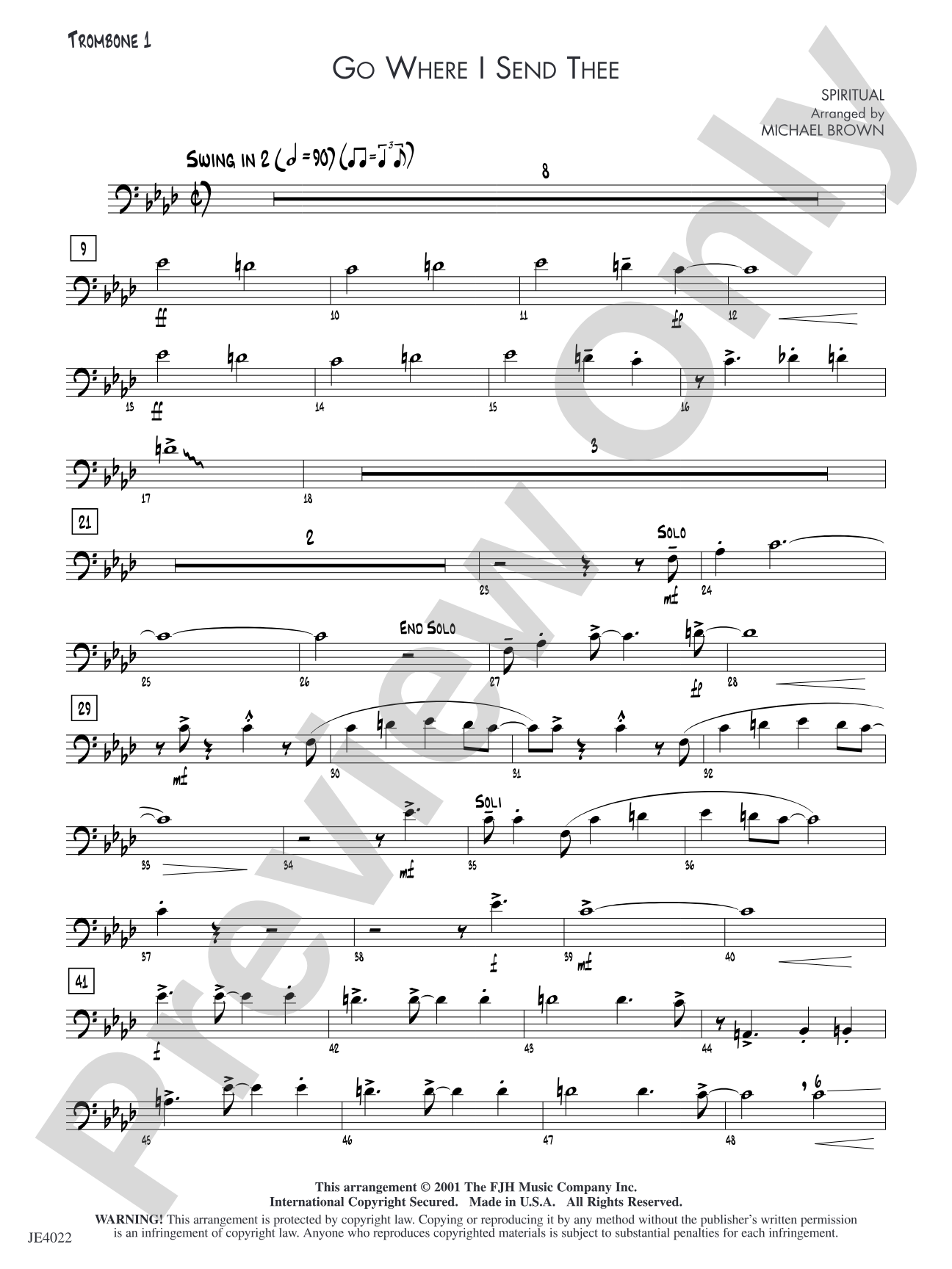 Go Where I Send Thee: Trombone 1