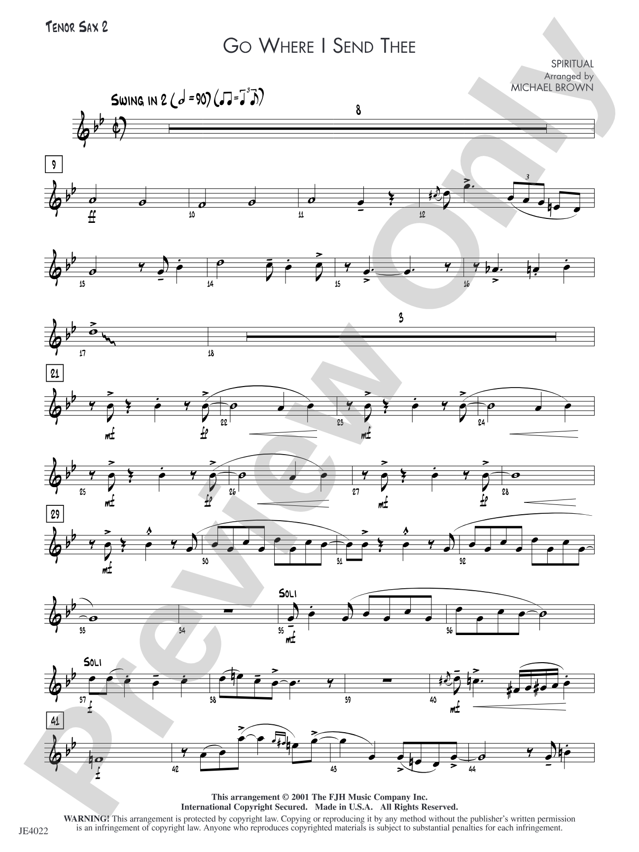 Go Where I Send Thee: Tenor Sax 2