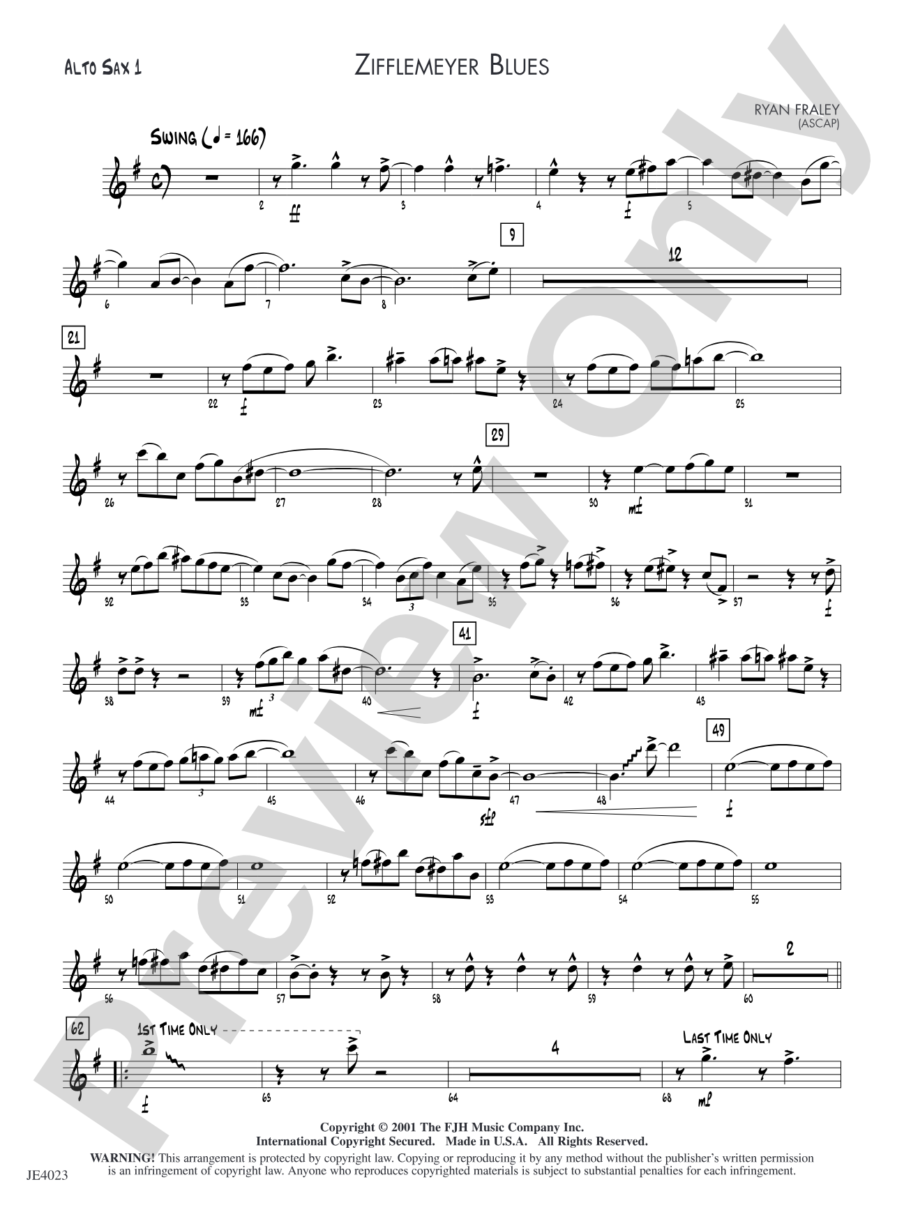 Zifflemeyer Blues: Alto Sax 1