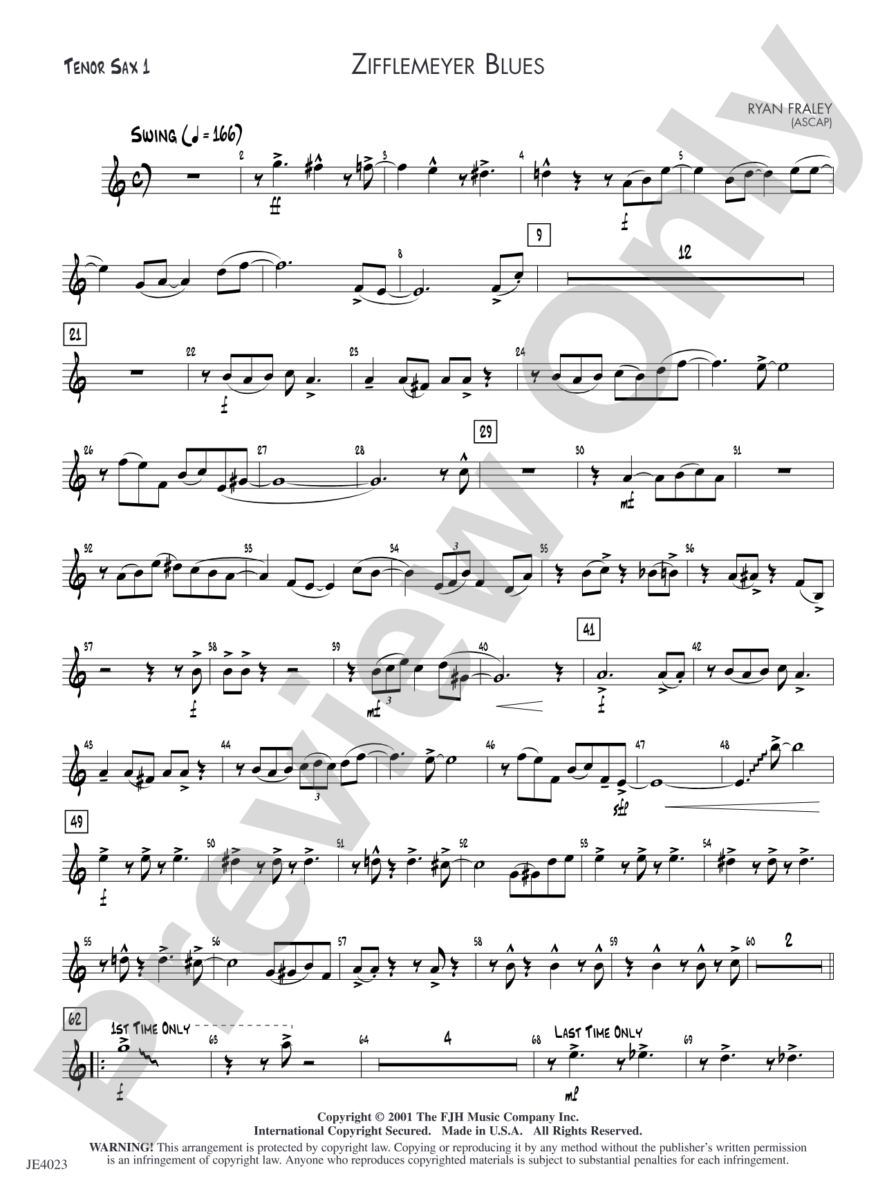 Zifflemeyer Blues: Tenor Sax 1