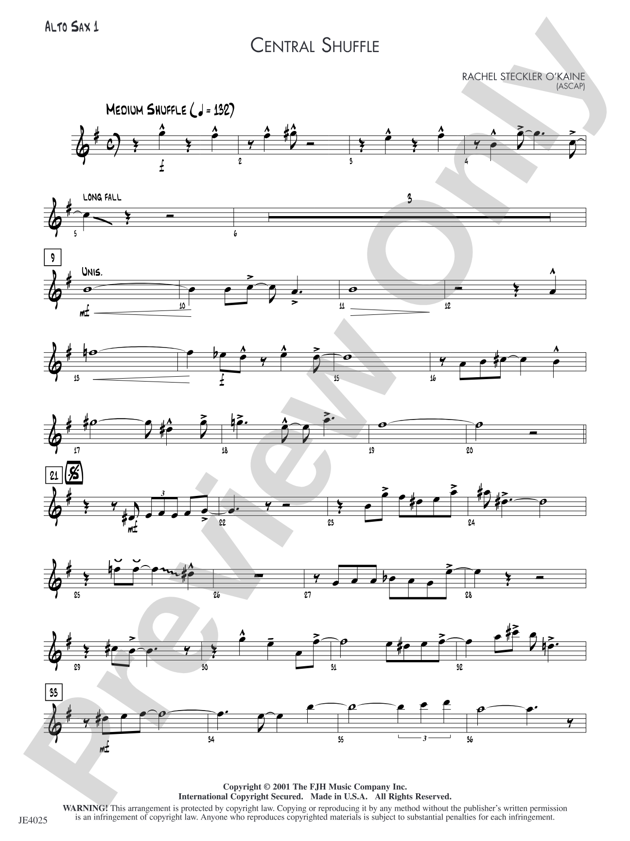 Central Shuffle: Alto Sax 1