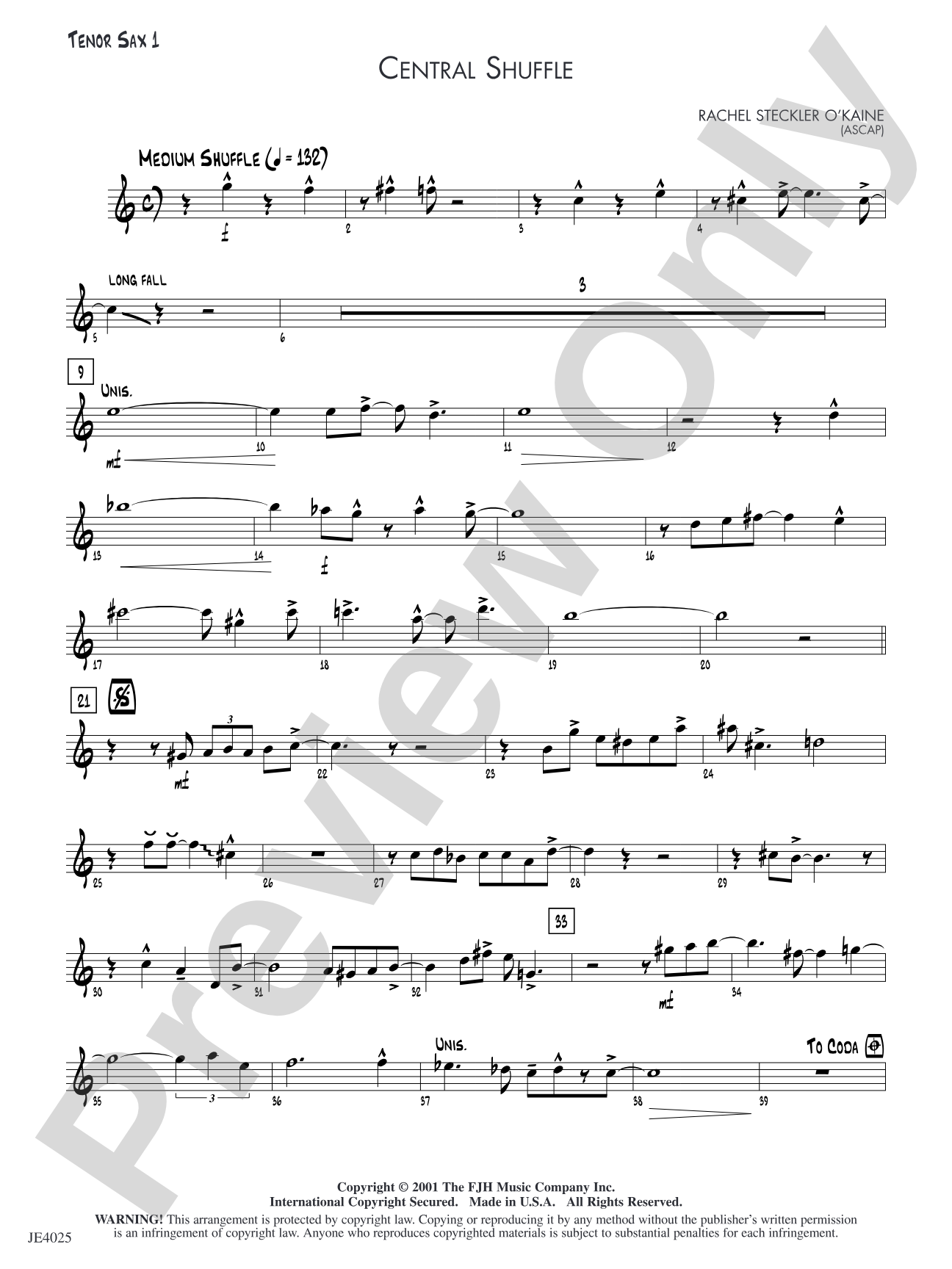 Central Shuffle: Tenor Sax 1