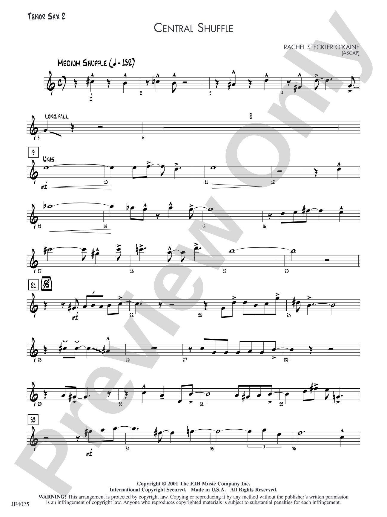 Central Shuffle: Tenor Sax 2