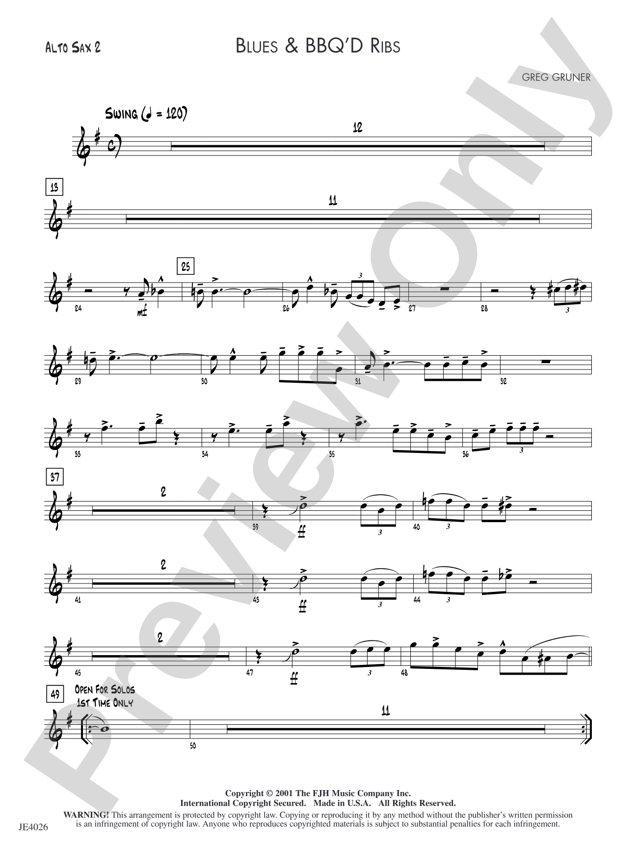Blues & BBQ'D Ribs: Alto Sax 2