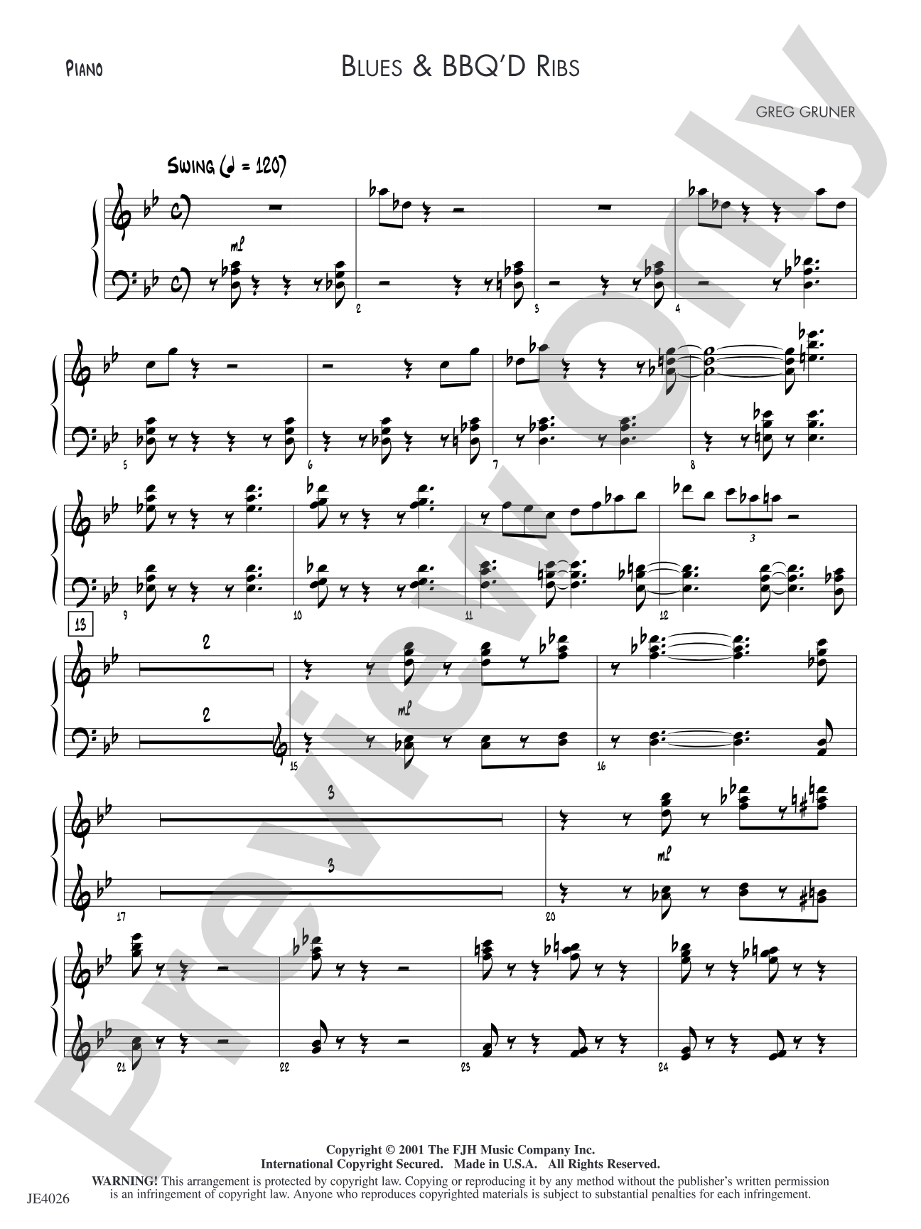 Blues & BBQ'D Ribs: Piano