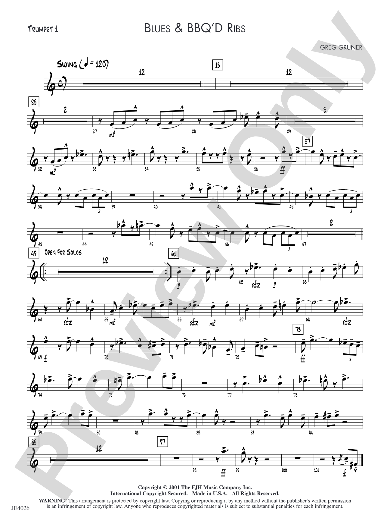 Blues & BBQ'D Ribs: Trumpet 1