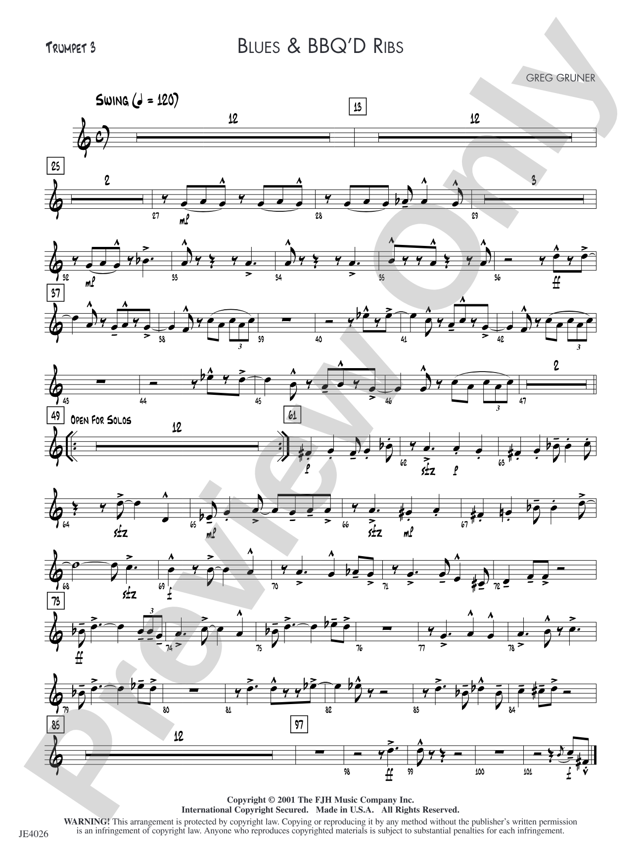 Blues & BBQ'D Ribs: Trumpet 3