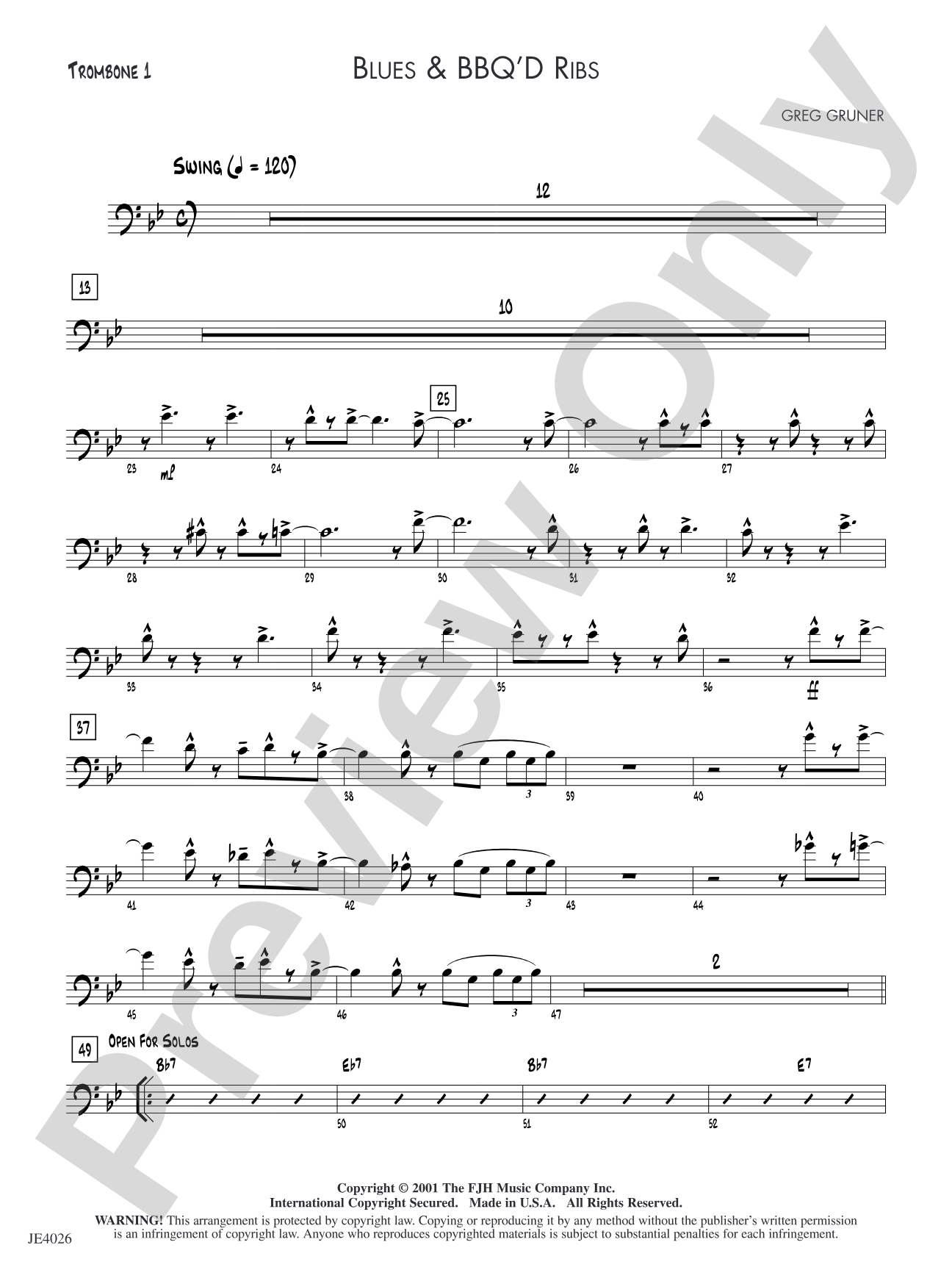 Blues & BBQ'D Ribs: Trombone 1