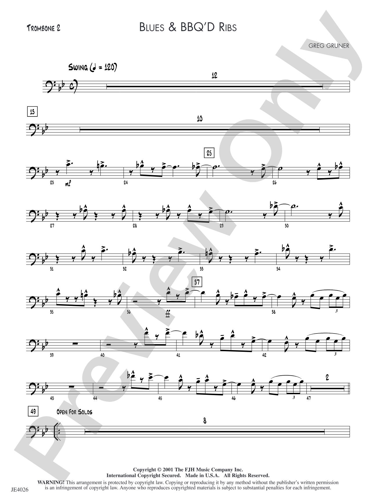 Blues & BBQ'D Ribs: Trombone 2