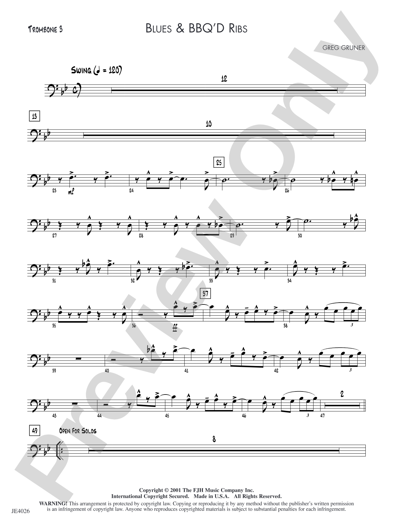 Blues & BBQ'D Ribs: Trombone 3