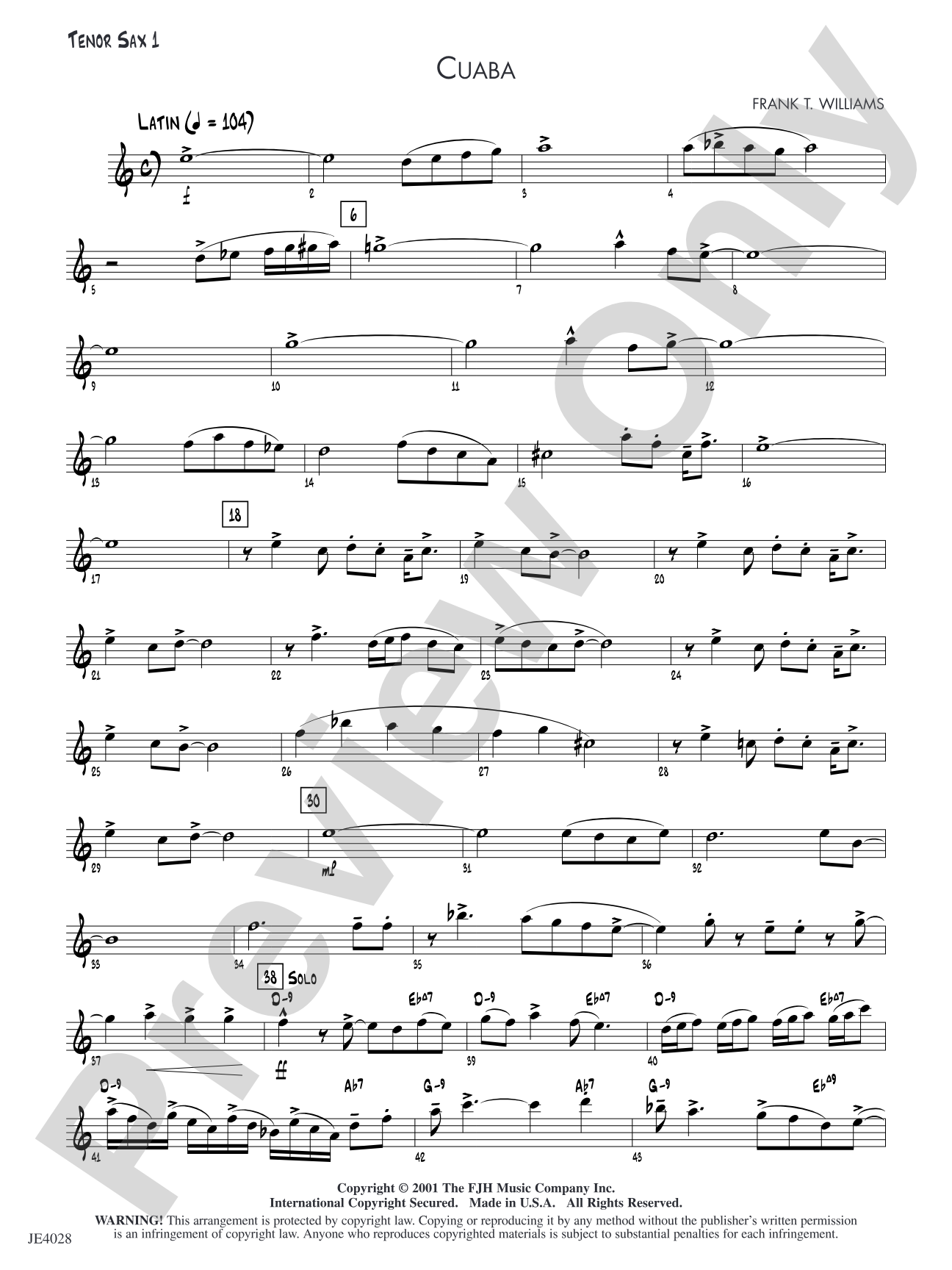 Cuaba: Tenor Sax 1