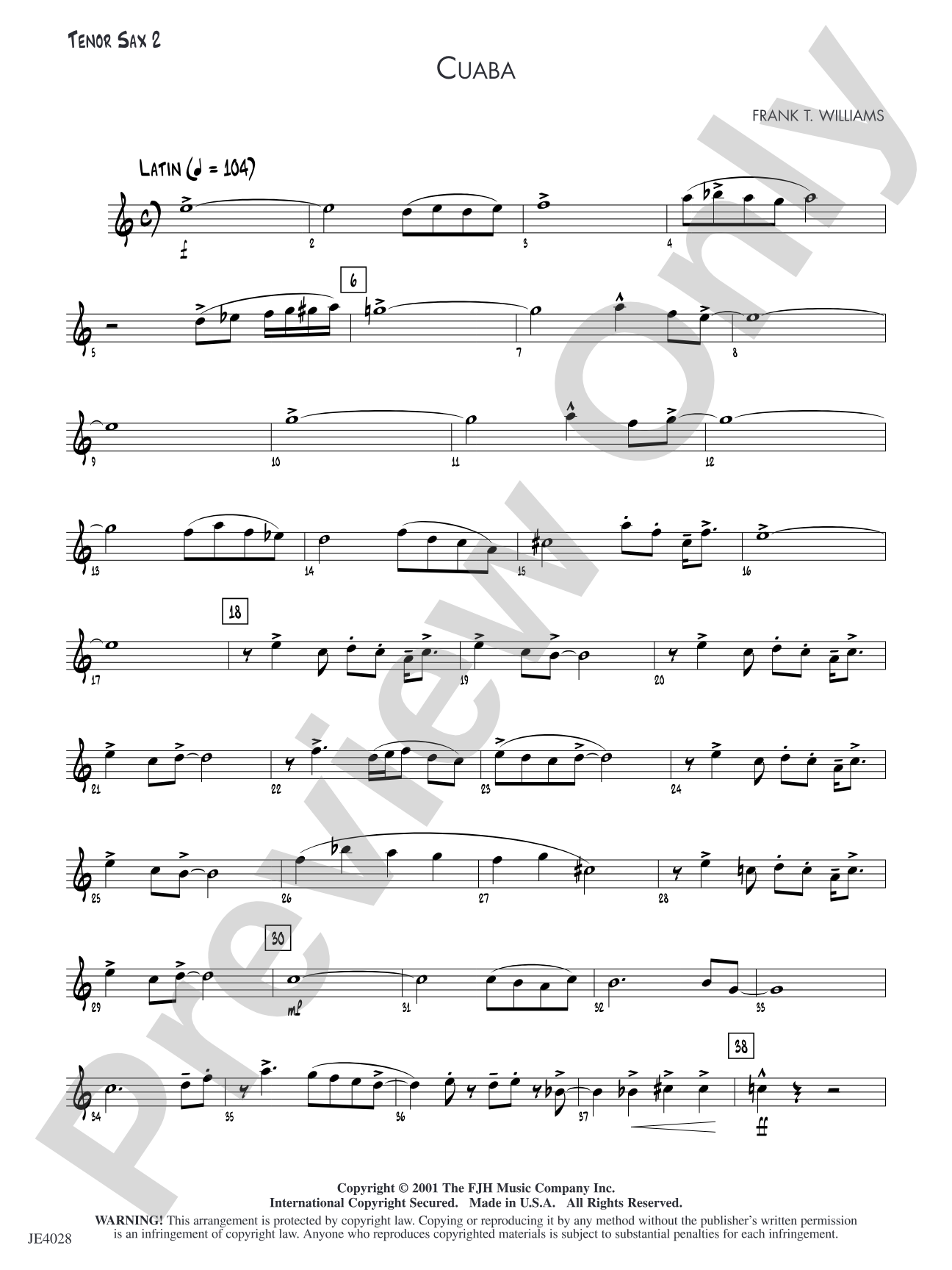 Cuaba: Tenor Sax 2