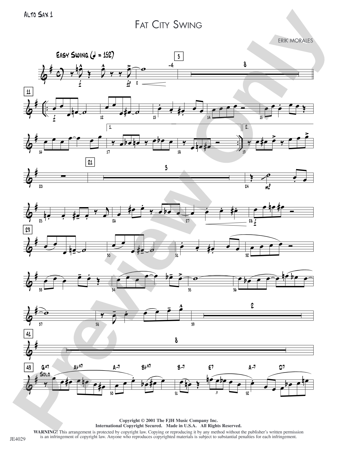 Fat City Swing: Alto Sax 1