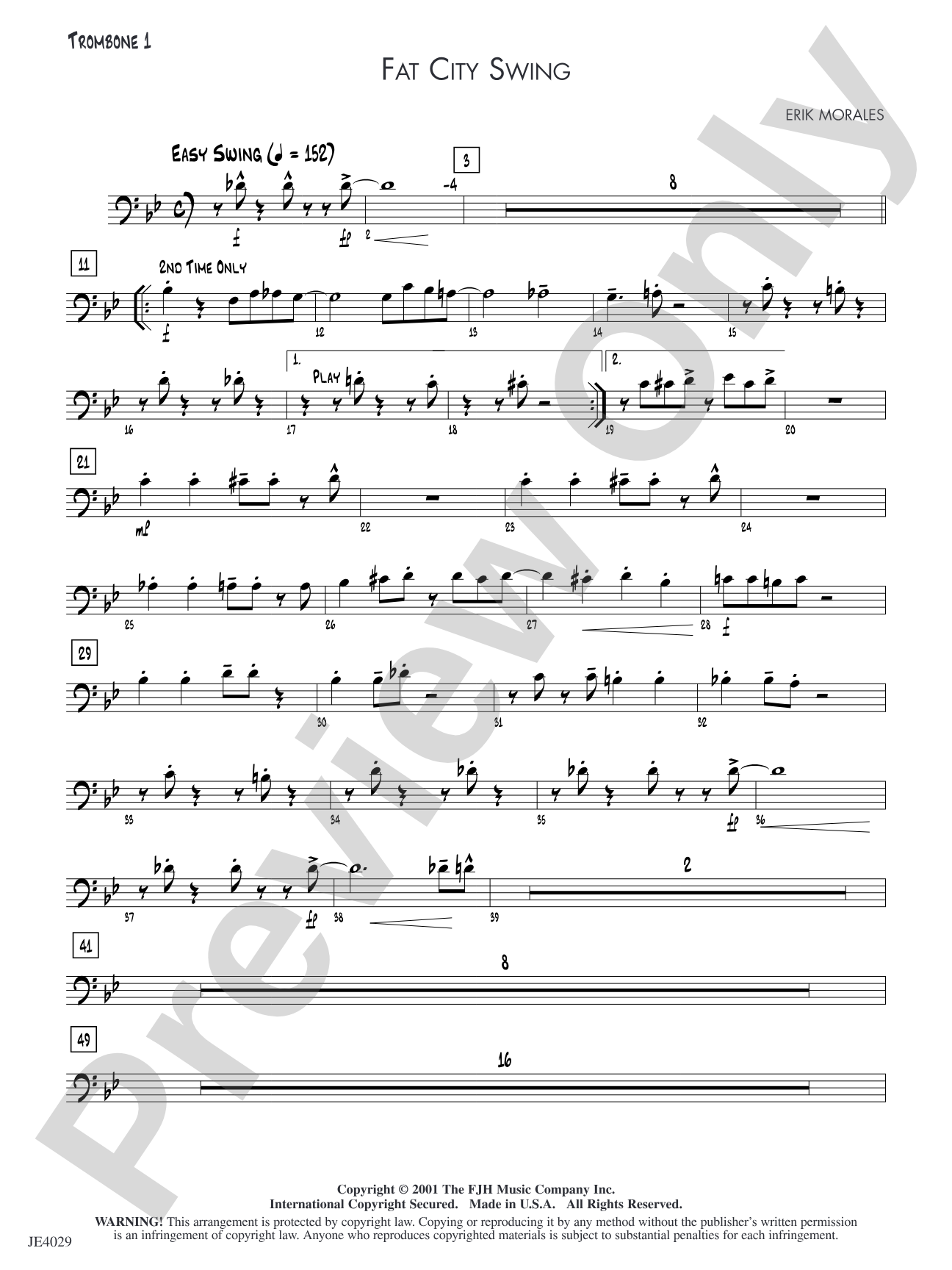 Fat City Swing: Trombone 1