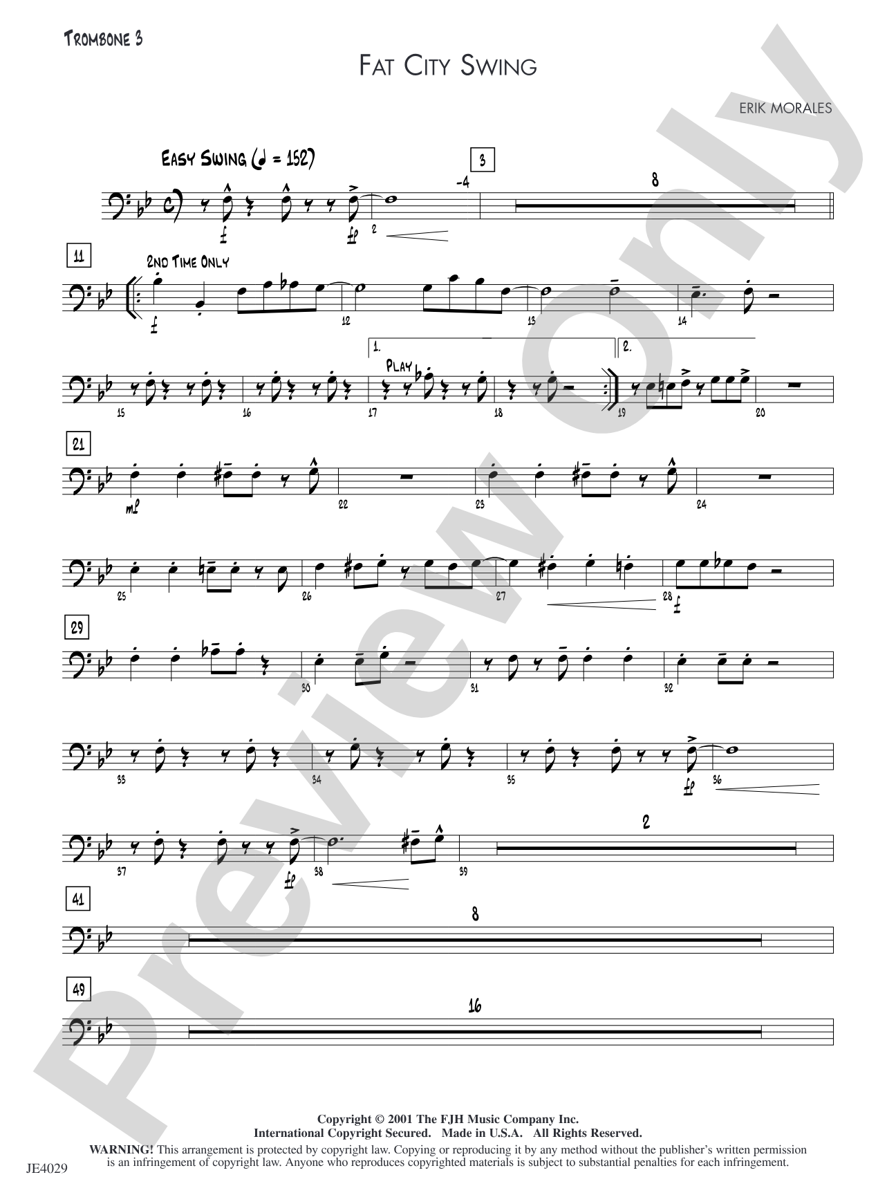 Fat City Swing: Trombone 3