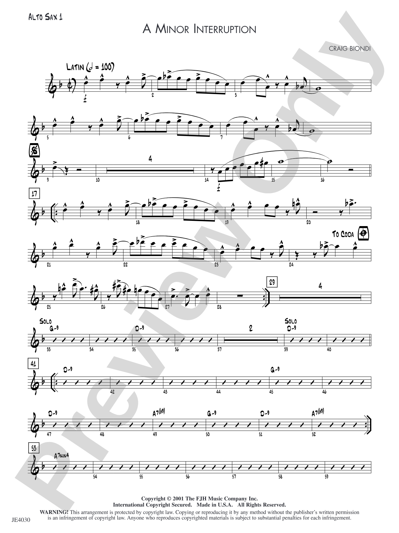 A Minor Interruption: Alto Sax 1