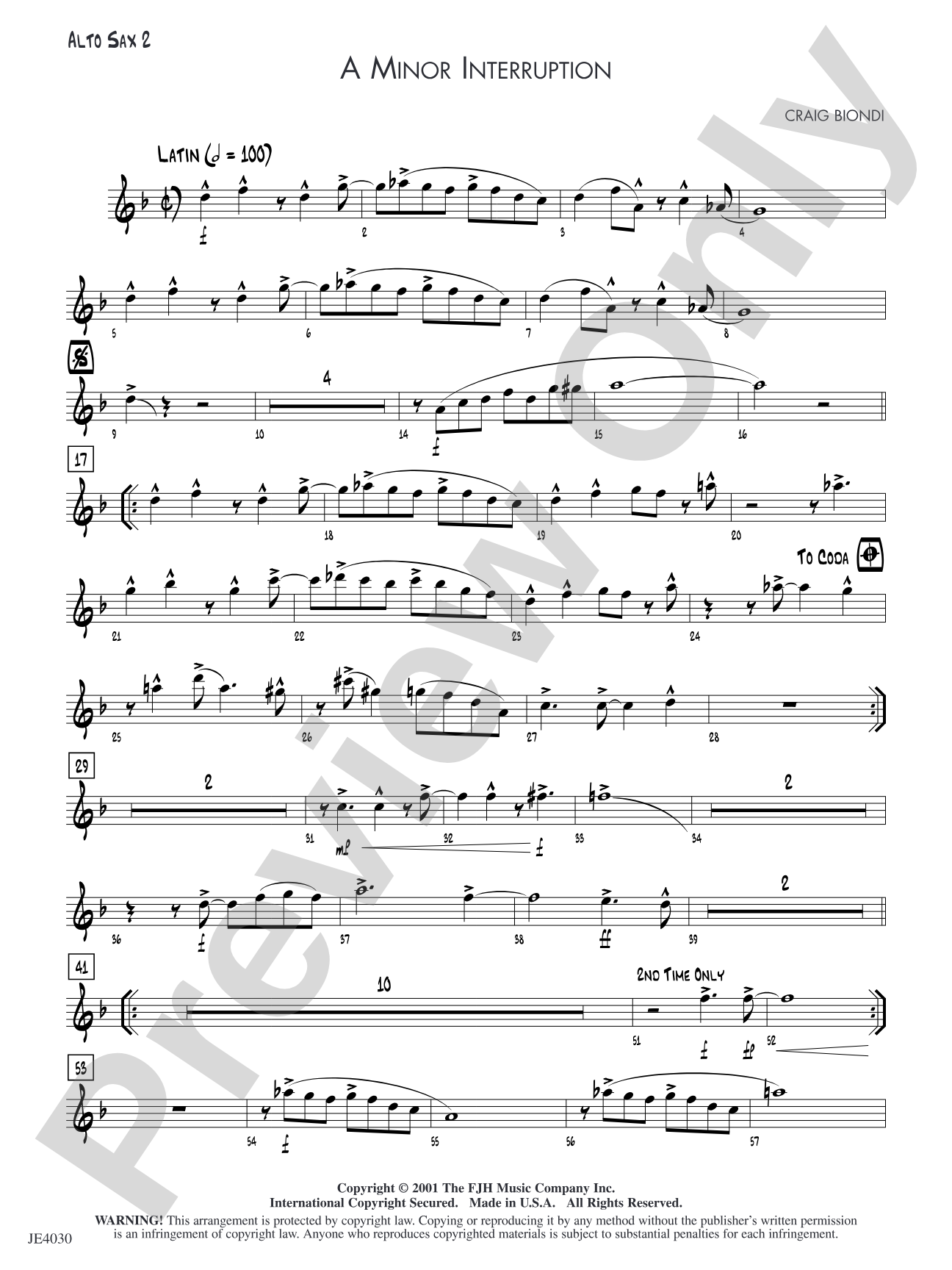 A Minor Interruption: Alto Sax 2