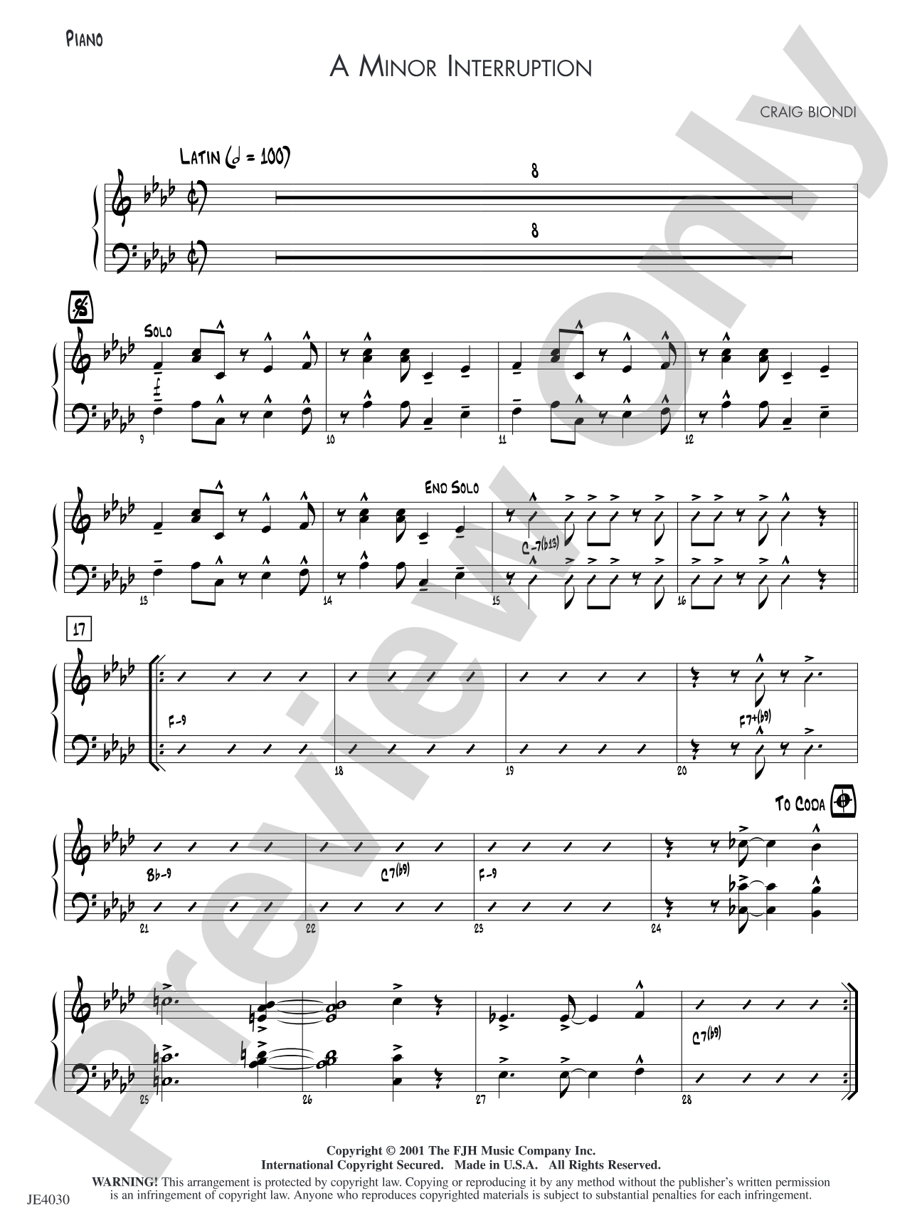A Minor Interruption: Piano