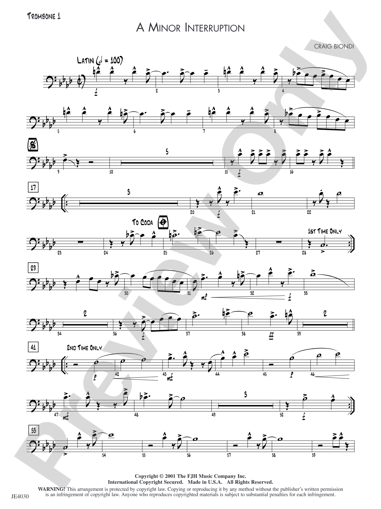 A Minor Interruption: Trombone 1
