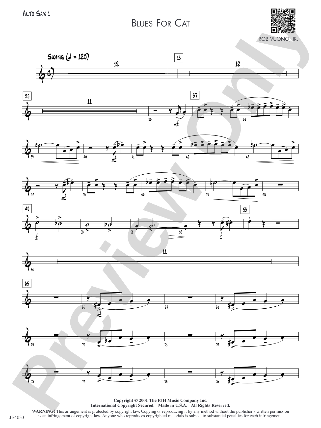 Blues for Cat: Alto Sax 1