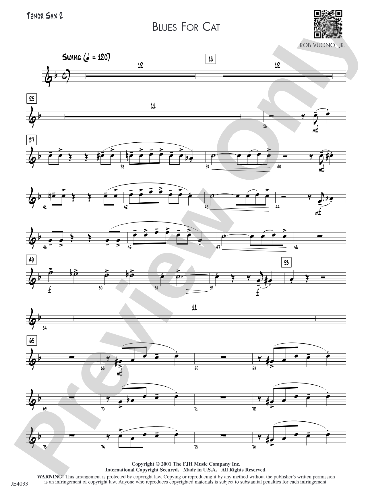 Blues for Cat: Tenor Sax 2