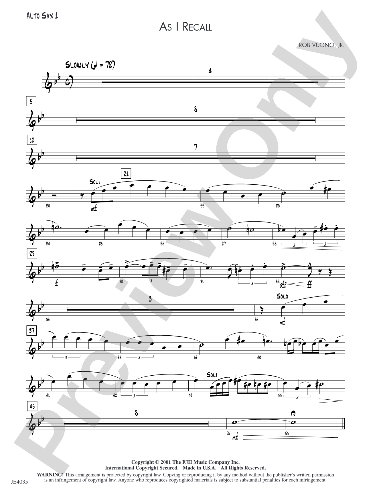 As I Recall: Alto Sax 1