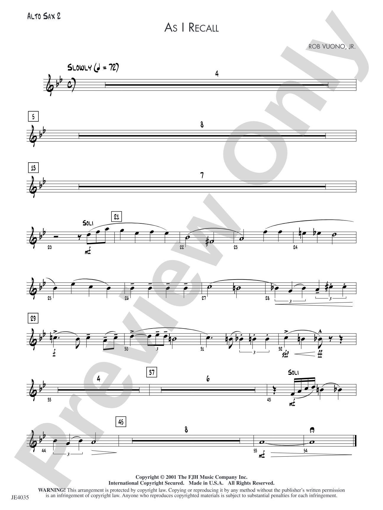As I Recall: Alto Sax 2