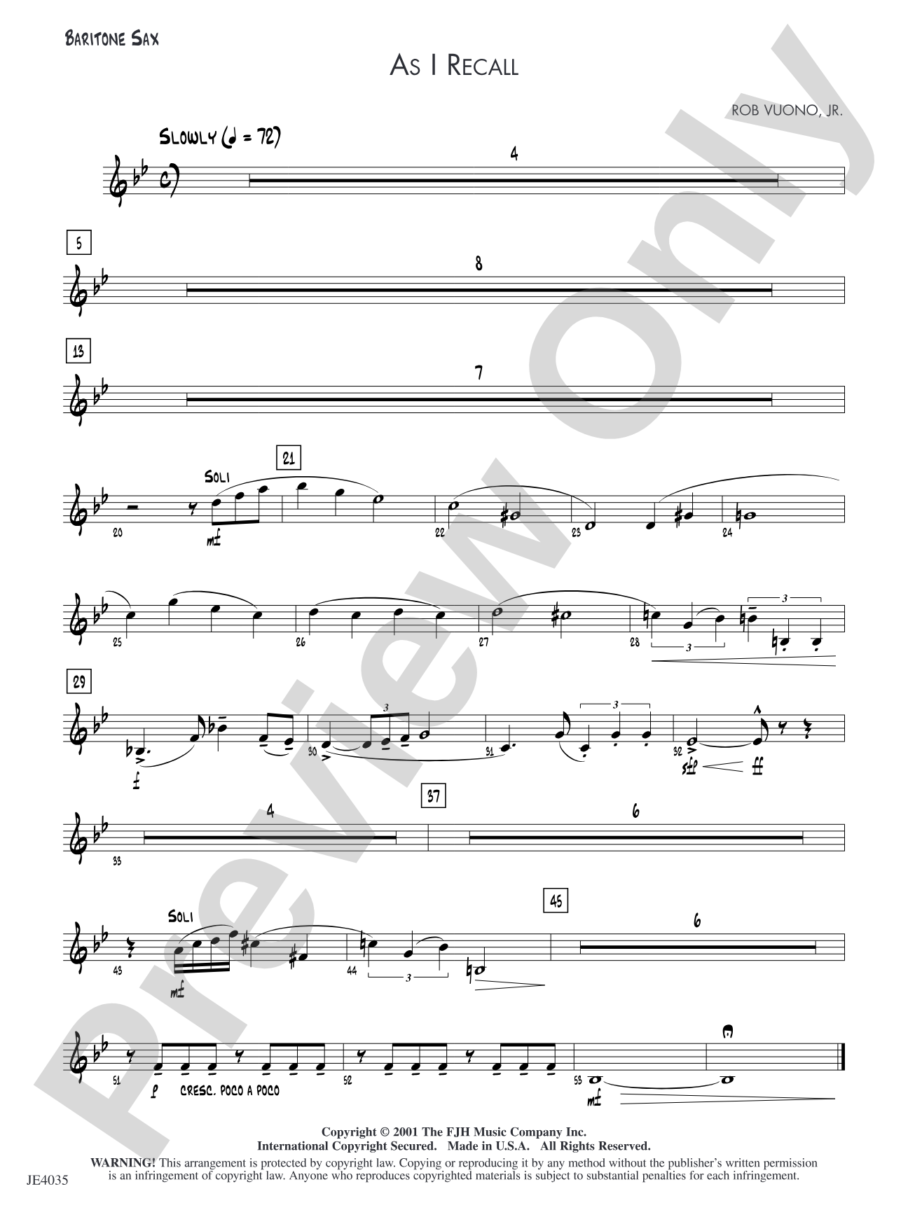 As I Recall: Baritone Sax
