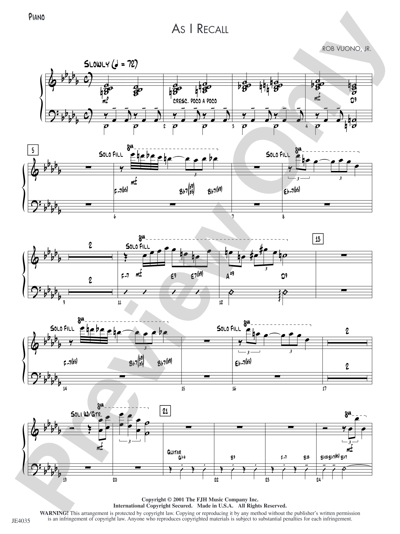 As I Recall: Piano