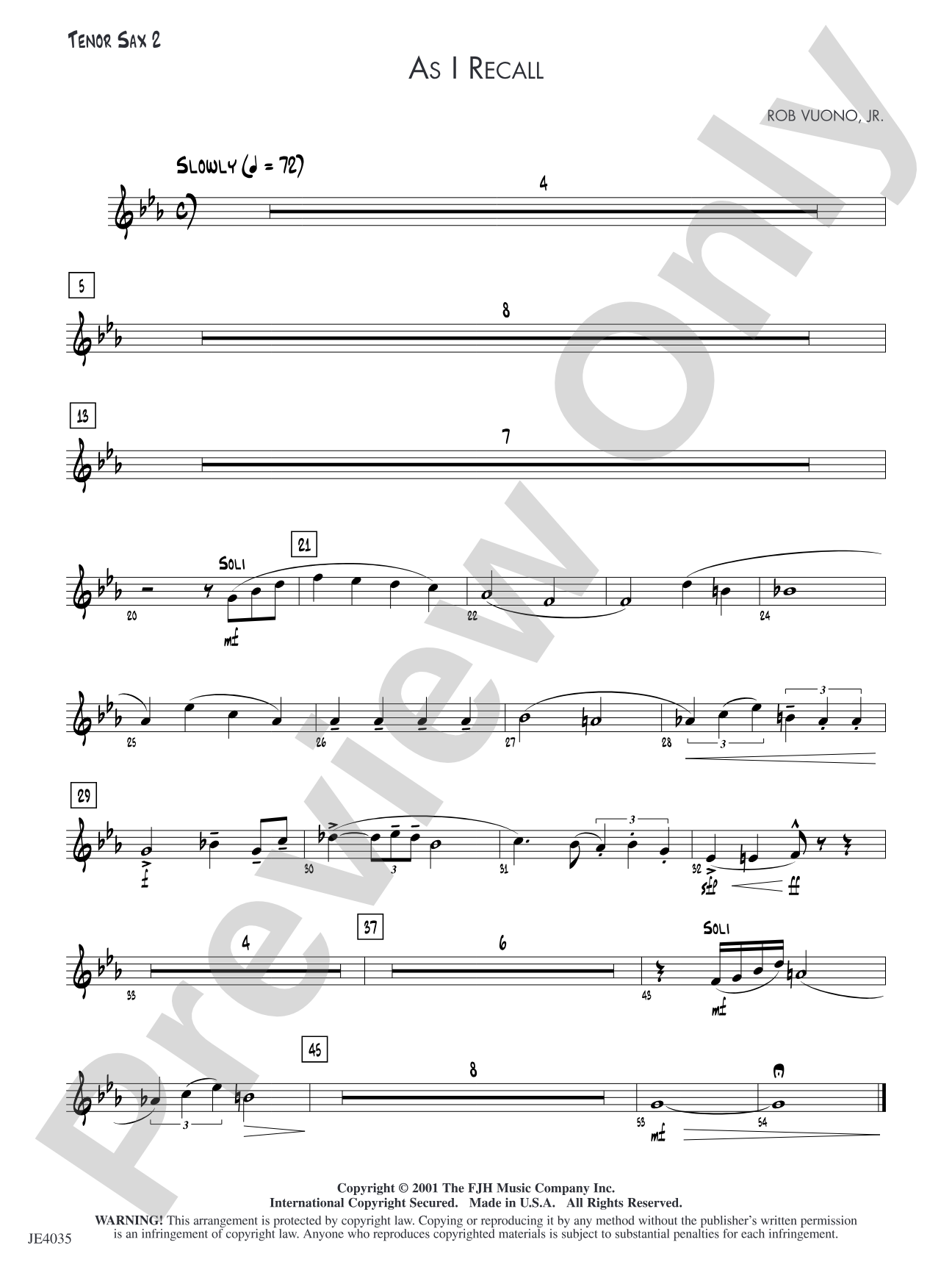 As I Recall: Tenor Sax 2