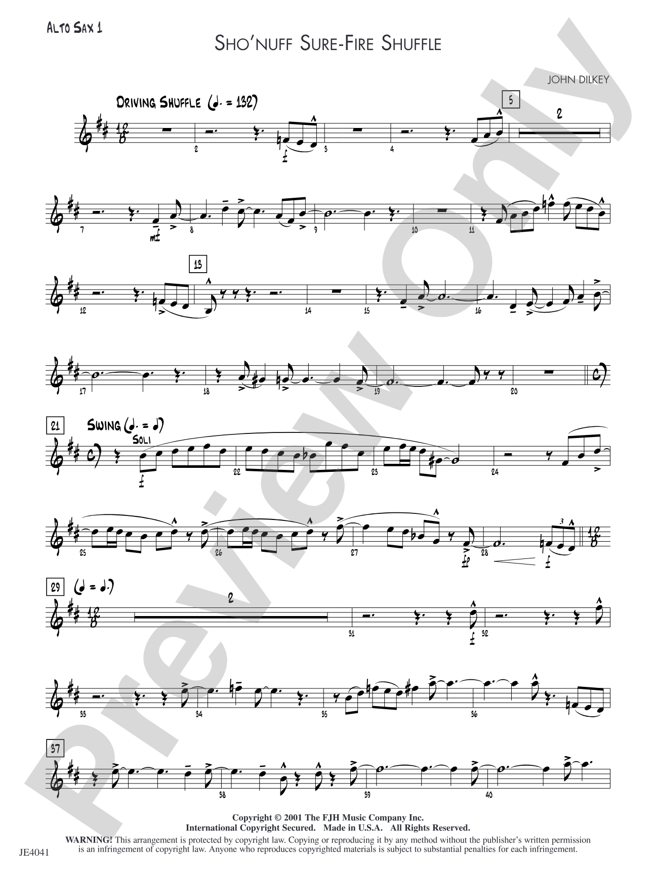 Sho' Nuff Sure-fire Shuffle: Alto Sax 1