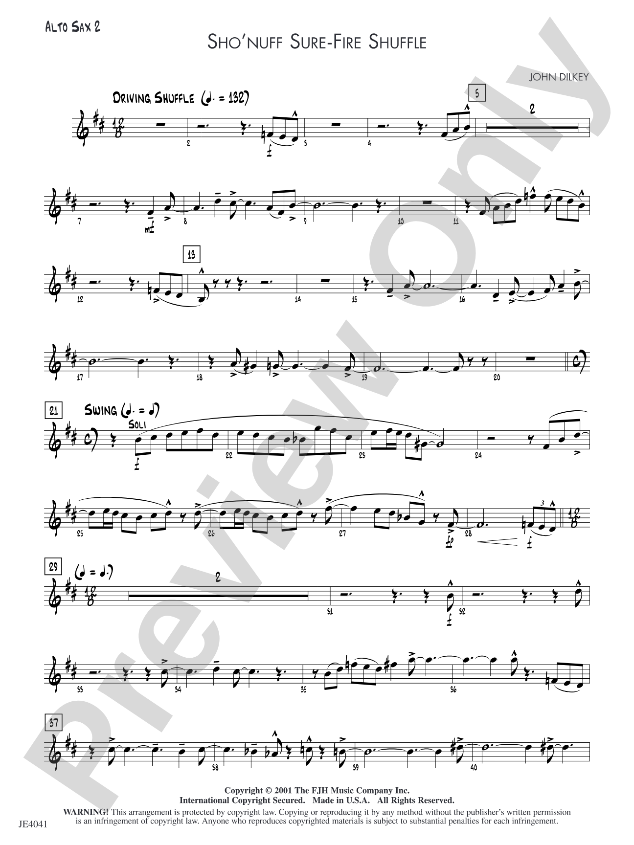 Sho' Nuff Sure-fire Shuffle: Alto Sax 2