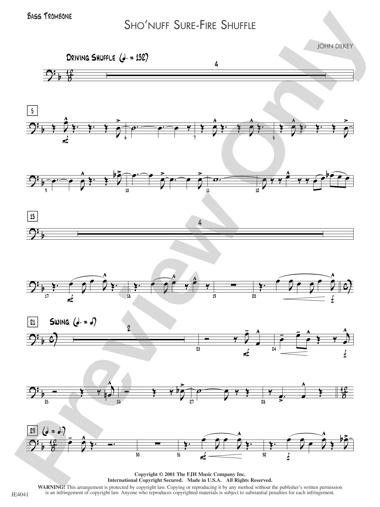 Sho' Nuff Sure-fire Shuffle: Bass Trombone