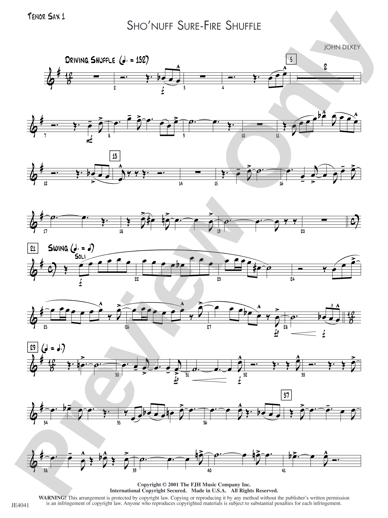 Sho' Nuff Sure-fire Shuffle: Tenor Sax 1