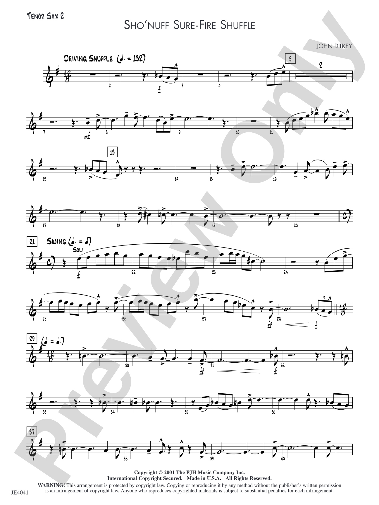 Sho' Nuff Sure-fire Shuffle: Tenor Sax 2
