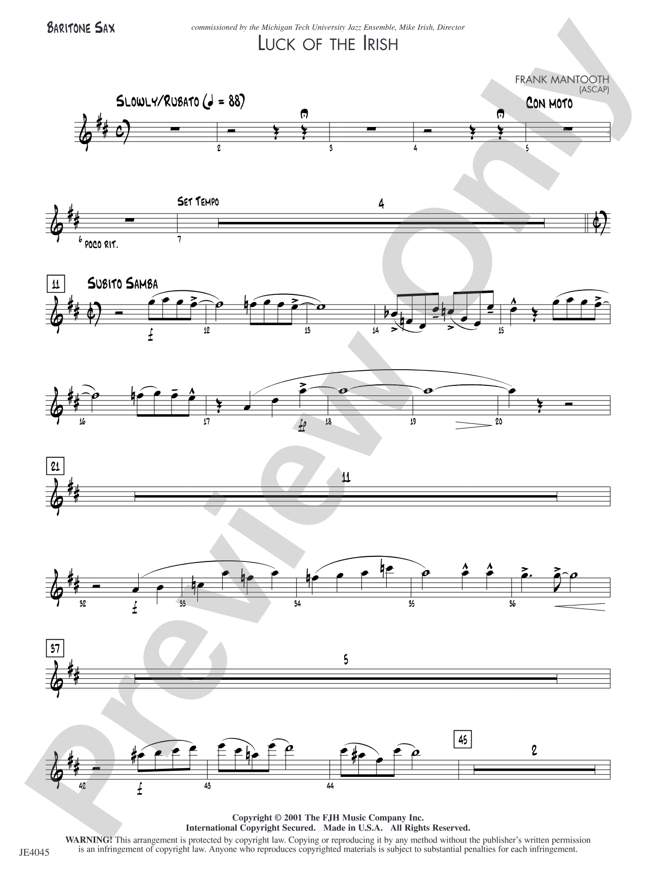Luck of the Irish: Baritone Sax