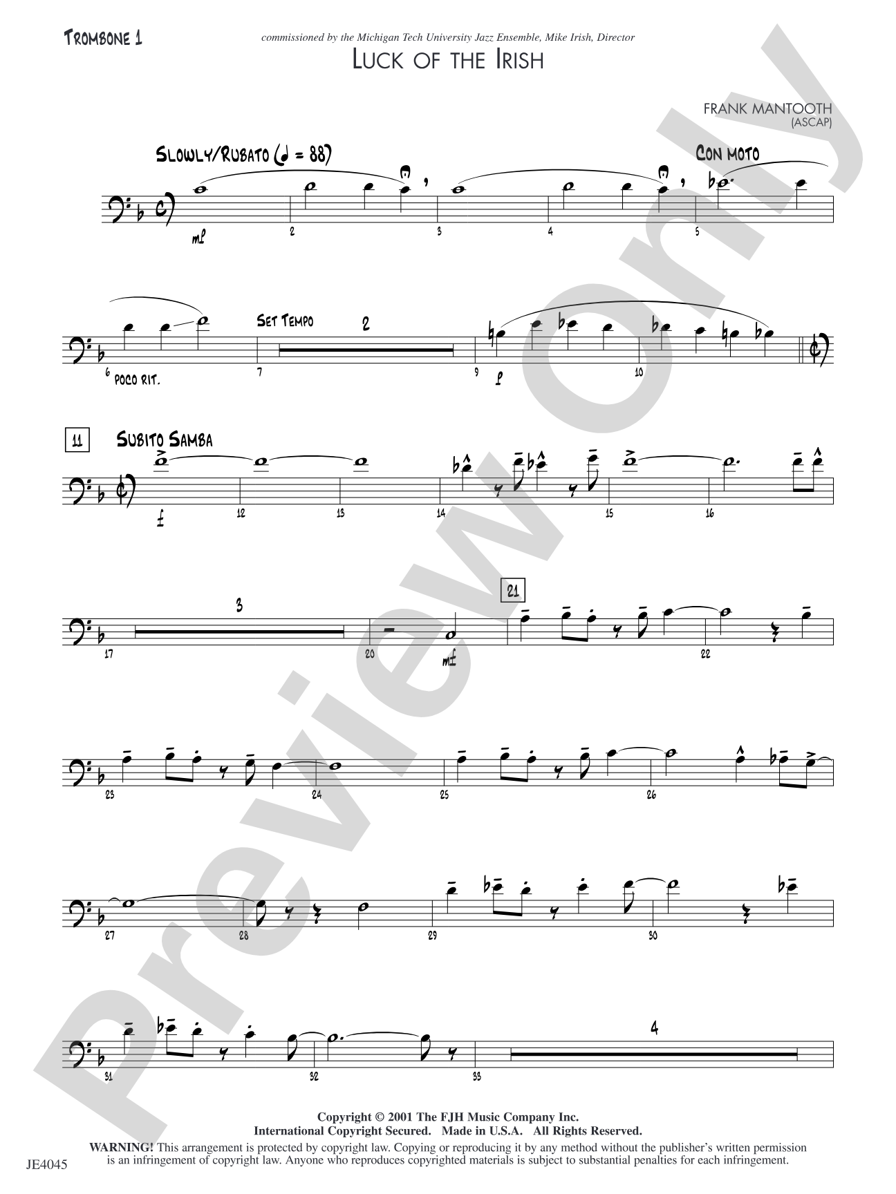 Luck of the Irish: Trombone 1